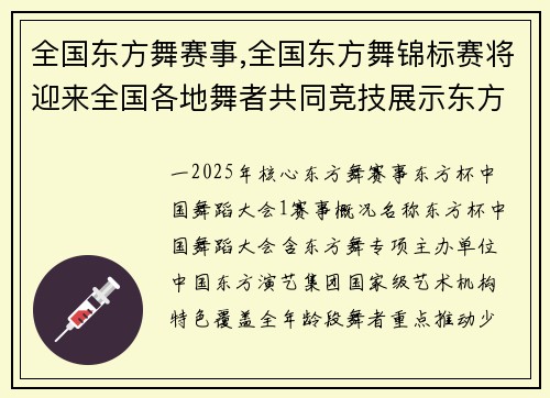 全国东方舞赛事,全国东方舞锦标赛将迎来全国各地舞者共同竞技展示东方舞蹈之美丽与传承